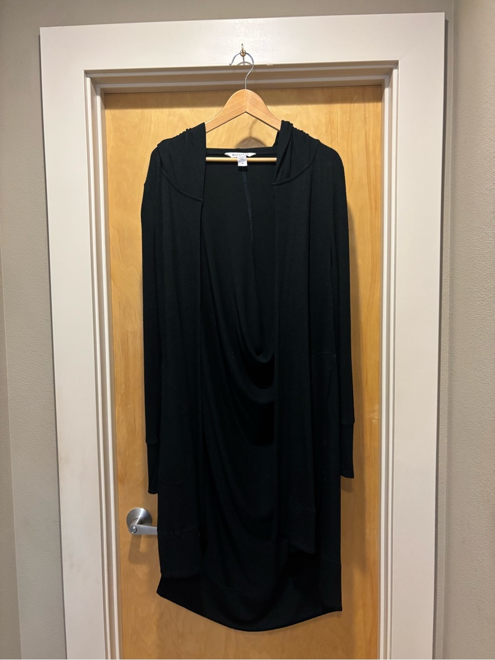 Athleta Harmony Wrap Hooded Cardigan – Black, Size M